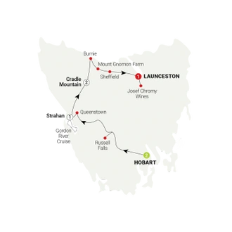 tourhub | AAT Kings | Tassie's Parks & Nature | Tour Map