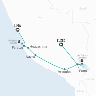 tourhub | Bamba Travel | Lima to Cuzco Express Travel Pass | Tour Map