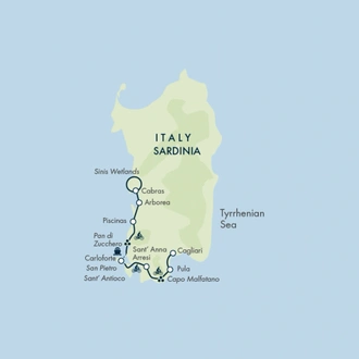 tourhub | Exodus Adventure Travels | Cycling in Sardinia | Tour Map