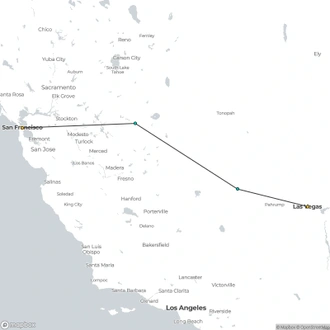 tourhub | Bindlestiff Tours | Private 4 Day Death Valley, Yosemite, San Francisco from Las Vegas with Lodging | Tour Map