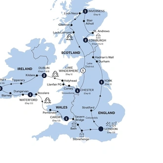 tourhub | Insight Vacations | Britain & Ireland Explorer - Small Group | Tour Map