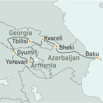 tourhub | World Expeditions | Azerbaijan, Georgia & Armenia Explorer | Tour Map