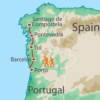 tourhub | UTracks | Portuguese Way Cycle - Porto to Santiago | Tour Map