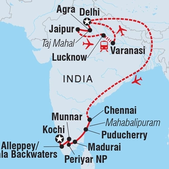 tourhub | Intrepid Travel | Premium North & South India | Tour Map