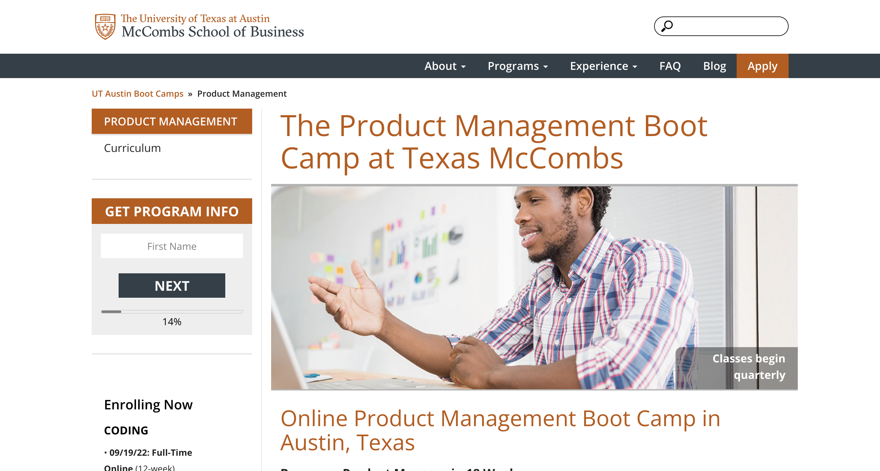 The Product Management Boot Camp at the University of Texas at Austin