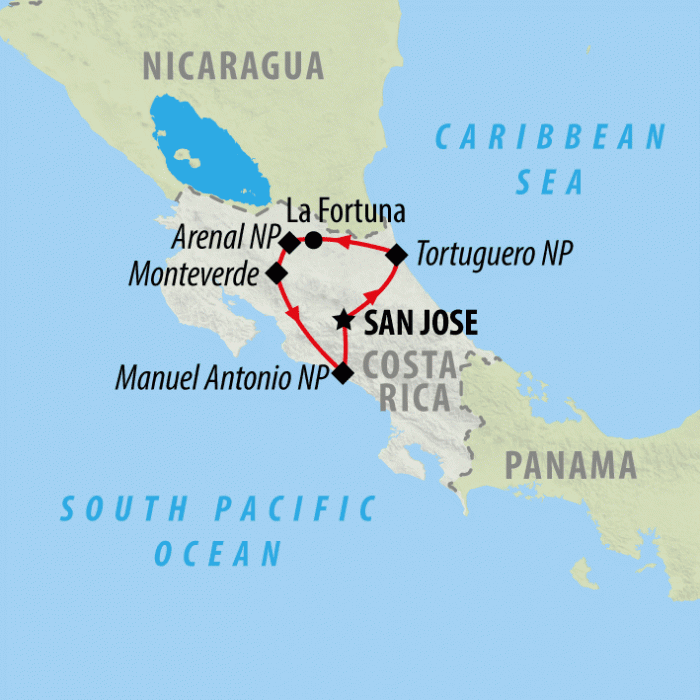 tourhub | On The Go Tours | Costa Rica Encompassed - 14 days | Tour Map