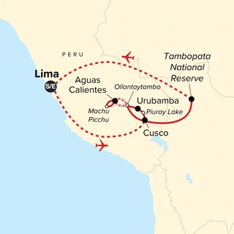 tourhub | G Adventures | Peru Family Journey: Machu Picchu to the Amazon | Tour Map