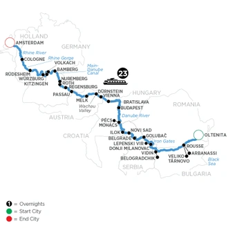 tourhub | Avalon Waterways | From Romania to the North Sea (Illumination) | Tour Map