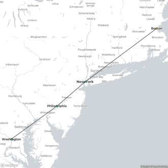 tourhub | Travel Department | East Coast USA by Rail  incl. Boston, New York, Philadelphia & Washington DC | Tour Map