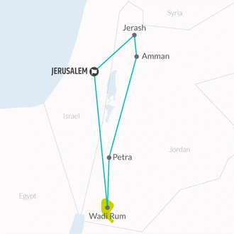 tourhub | Bamba Travel | Petra & Wadi Rum Experience 2D/1N (from Jerusalem) | Tour Map