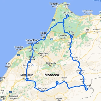 tourhub | Morocco Private Tours | FemmeVoyage: Unveiling Morocco's Wonders in 7 Days | Tour Map