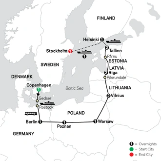 tourhub | Cosmos | The Baltic States & Scandinavia | Tour Map
