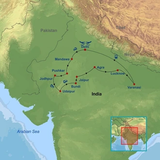 tourhub | Indus Travels | The Essence of India | Tour Map