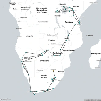 tourhub | Oasis Overland | Nairobi To Johannesburg (93 Days) Grand Adventurer (Aga93) | Tour Map