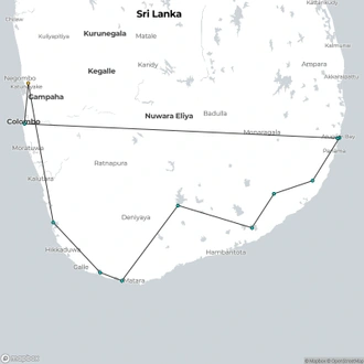 tourhub | Ran Lanka Tour Holidays (pvt) Ltd | Dream Nature Tour | Tour Map