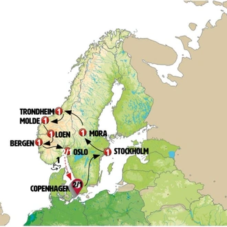 tourhub | Europamundo | Nordic Tour Start Copenhagen | Tour Map