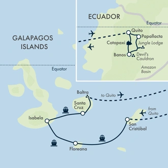 tourhub | Exodus Adventure Travels | Highlights of Ecuador & the Galapagos | Tour Map