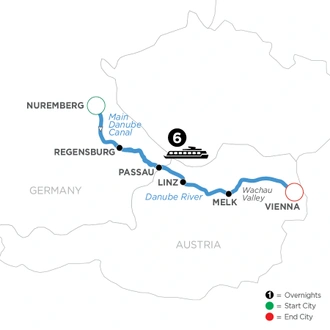 tourhub | Avalon Waterways | Christmastime on the Danube (Eastbound) (Tranquility II) | Tour Map
