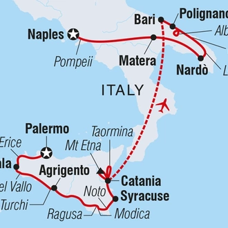 tourhub | Intrepid Travel | Premium Sicily and Puglia | Tour Map