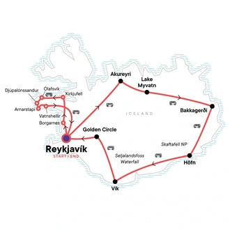 tourhub | G Adventures | Best of Iceland: Golden Circle & Snæfellsnes Peninsula | Tour Map