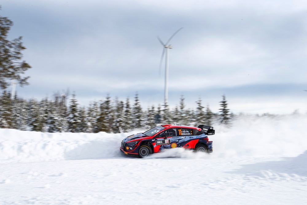 Thierry Neuville leads Rally Sweden after the first day. 