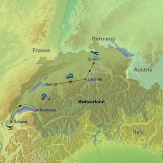 tourhub | Indus Travels | Picturesque Solo Switzerland | Tour Map
