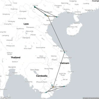 tourhub | Realistic Asia | Glamorous Vietnam Tour Package 20 Days | Tour Map