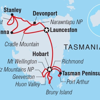 tourhub | Intrepid Travel | Tasmanian Explorer | Tour Map