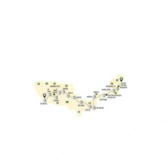 tourhub | Costsaver | Road Trip USA - Coast to Coast (Los Angeles to New York) | Tour Map