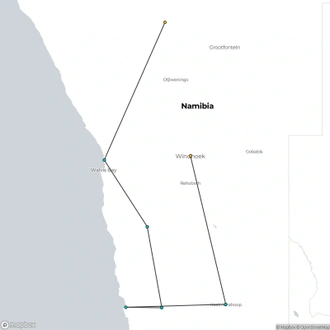 tourhub | Chameleon Safaris Namibia | 9 Day Canyons, Dunes & Wildlife Camping & Accommodated Safari | Tour Map
