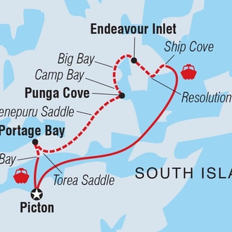 tourhub | Intrepid Travel | Walk New Zealand's Queen Charlotte Track | Tour Map