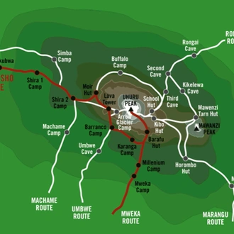 tourhub | Tanzania Wildlife Adventures | Mount Kilimanjaro 7 Day Lemosho Route | Tour Map