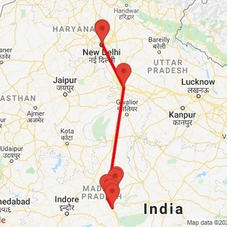 tourhub | Agora Voyages | Bhopal to Delhi Ancient Monuments & Mughal Architecture | Tour Map