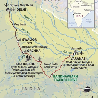 tourhub | Wild Frontiers | India: Across The Ganges To Varanasi | Tour Map