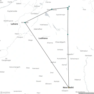 tourhub | Agora Voyages | Exotic Himachal – Delhi, Shimla, Manali, Dharamshala & Amritsar | Tour Map