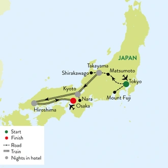 tourhub | Travelsphere | Japan - Land of the Rising Sun | Tour Map