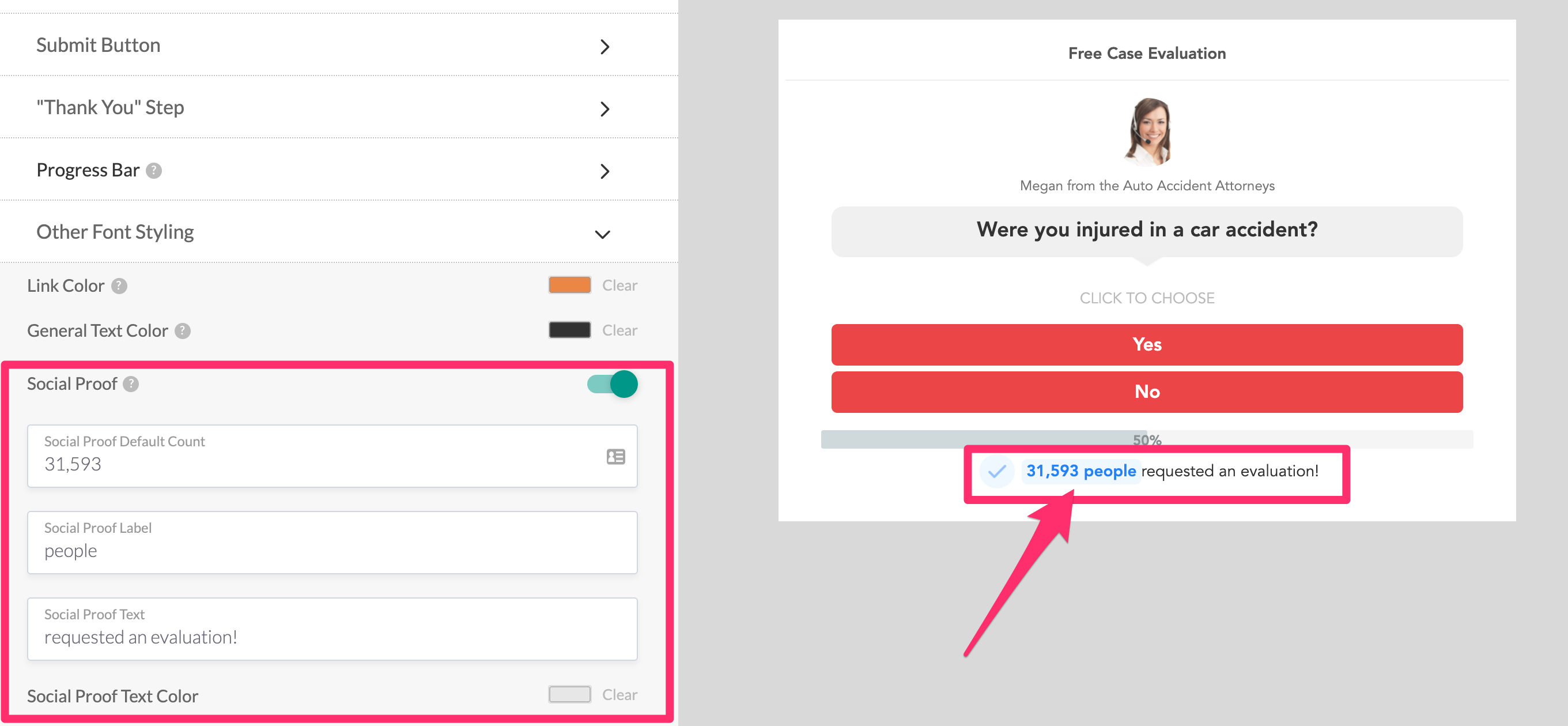 lead form with social proof