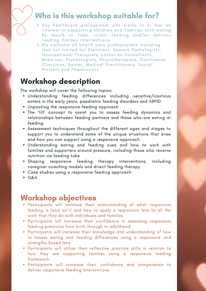 Workshop flyer page 2 - suitability, description and objectives