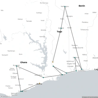 tourhub | Crooked Compass | Togo, Benin &#038; Ghana | Tour Map