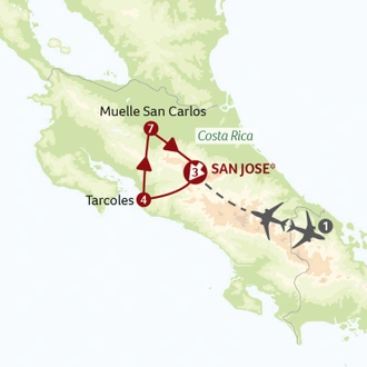 tourhub | Saga Holidays | Costa Rica - The Jewel of Central America | Tour Map