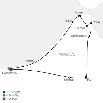 tourhub | Globus | Highlights of Northern Morocco | Tour Map