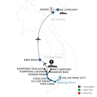 tourhub | Avalon Waterways | The Heart of Cambodia & Vietnam (Northbound) (Saigon) | Tour Map