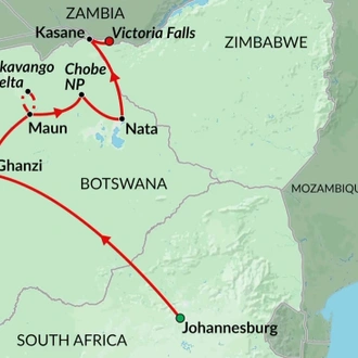 tourhub | Encounters Travel | Okavango & Chobe | Tour Map