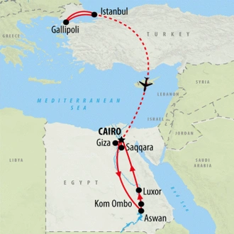 tourhub | On The Go Tours | Essential ANZAC & Egypt 2025 - 11 days | Tour Map