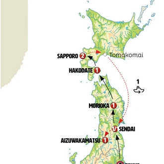 tourhub | Europamundo | North Japan End Sapporo | Tour Map