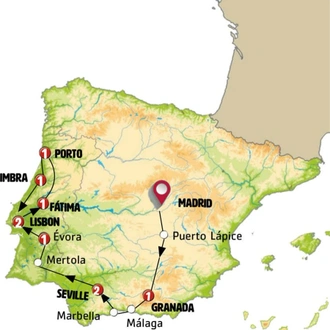 tourhub | Europamundo | Andalusia and Portugal completely | Tour Map