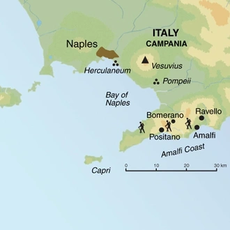tourhub | Exodus Adventure Travels | Paths of the Amalfi Coast | Tour Map