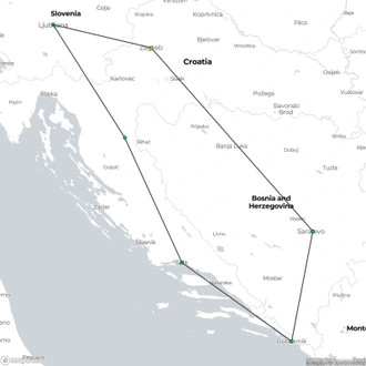 tourhub | Indus Travels | Highlights of Istanbul Croatia Bosnia and Slovenia | Tour Map