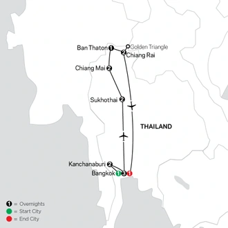 tourhub | Cosmos | Tantalizing Thailand with Kanchanaburi | Tour Map