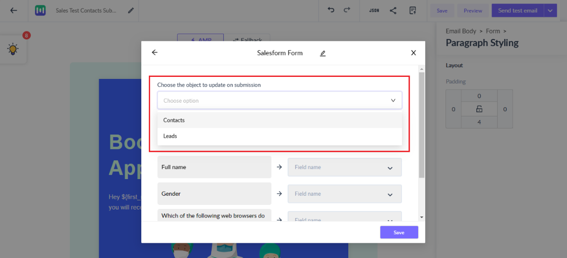 How to export template form submission data to Salesforce?